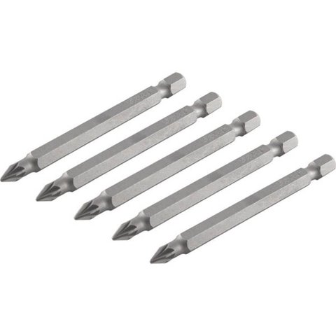 Bits Pozidrive com Encaixe de 1/4" e Nº 1 de 75mm com 5 Peças - 3538301075 - Vonder Bits Pozidrive C