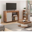 Ver imagem 1 de Conjunto Sala de Estar Rack para TV até 49 pol Zoom com Mesa de Centro Saara e Mesa de Apoio Bis Marrom