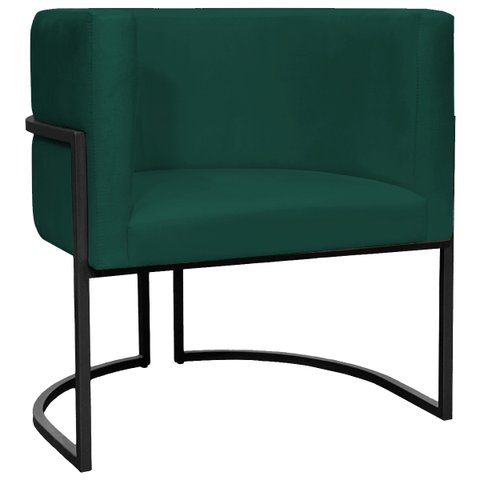 Poltrona Decorativa para Recepção Luna Suede Base de Ferro Preto