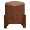 Puf Thor Puff Redondo com Pés em Madeira 35x35cm Tecido Corano  Cor Marrom Camel - 1