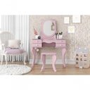 Ver imagem 1 de Penteadeira Princesa com Banqueta 4 Gavetas Espelho MDF Rosa Patrimar