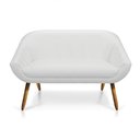 Ver imagem 1 de Namoradeira Giovana 02 Lugares Corino Branco Pés Palito Castanho - D’Rossi