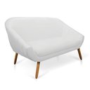 Ver imagem 3 de Namoradeira Giovana 02 Lugares Corino Branco Pés Palito Castanho - D’Rossi
