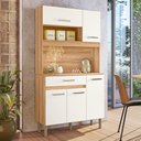 Ver imagem 1 de Armário de Cozinha Pequeno 5 Portas 1 Gaveta 91cm Freijó Off White Cristal Magazin90 Nicioli