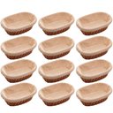 Ver imagem 1 de 12 Cestas Porta Pão 24x17cm Servir Restaurantes Oval Rattan Plástico Forro Tecido Cesto Lyor