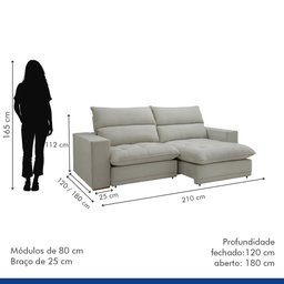 Sofá Retrátil e Reclinável 210cm Martinho Boucle - 10