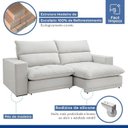 Ver imagem 6 de Sofá Retrátil e Reclinável 3 Lugares Boucle Gelo Martinho 210cm Yescasa