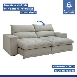 Sofá Retrátil e Reclinável 210cm Martinho Boucle - 5