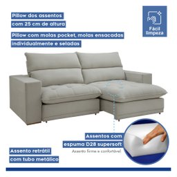 Sofá Retrátil e Reclinável 210cm Martinho Boucle - 4