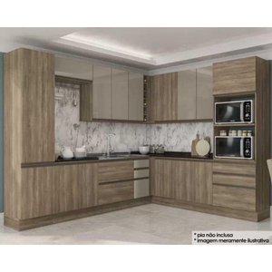 Cozinha Modulada Completa Maxxi 13 Peças (4 Armários + 4 Balcões + 2 Paneleiro + 3 Complementos)