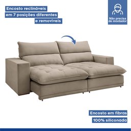 Sofá Retrátil e Reclinável 210cm Martinho Boucle - 5