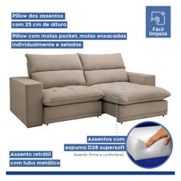 Sofá Retrátil e Reclinável 210cm Martinho Boucle - 4