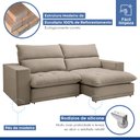 Ver imagem 6 de Sofá Retrátil e Reclinável 3 Lugares Boucle Bege Martinho 210cm Yescasa