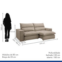 Sofá Retrátil e Reclinável 210cm Martinho Boucle - 10
