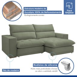 Sofá Retrátil e Reclinável 210cm Martinho Boucle - 6