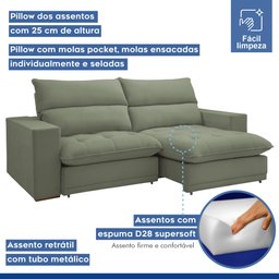 Sofá Retrátil e Reclinável 210cm Martinho Boucle - 4