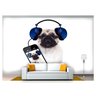 Papel De Parede Animais Pug Fone De Ouvido 3D 7,50M² Anm110 - 1