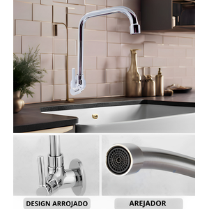 Torneira Quadrada de Parede para Cozinha em Abs Fc-85