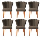 Ver imagem 1 de 6 Cadeiras Jantar Reforçada Decorativa Pétala Suede Marrom