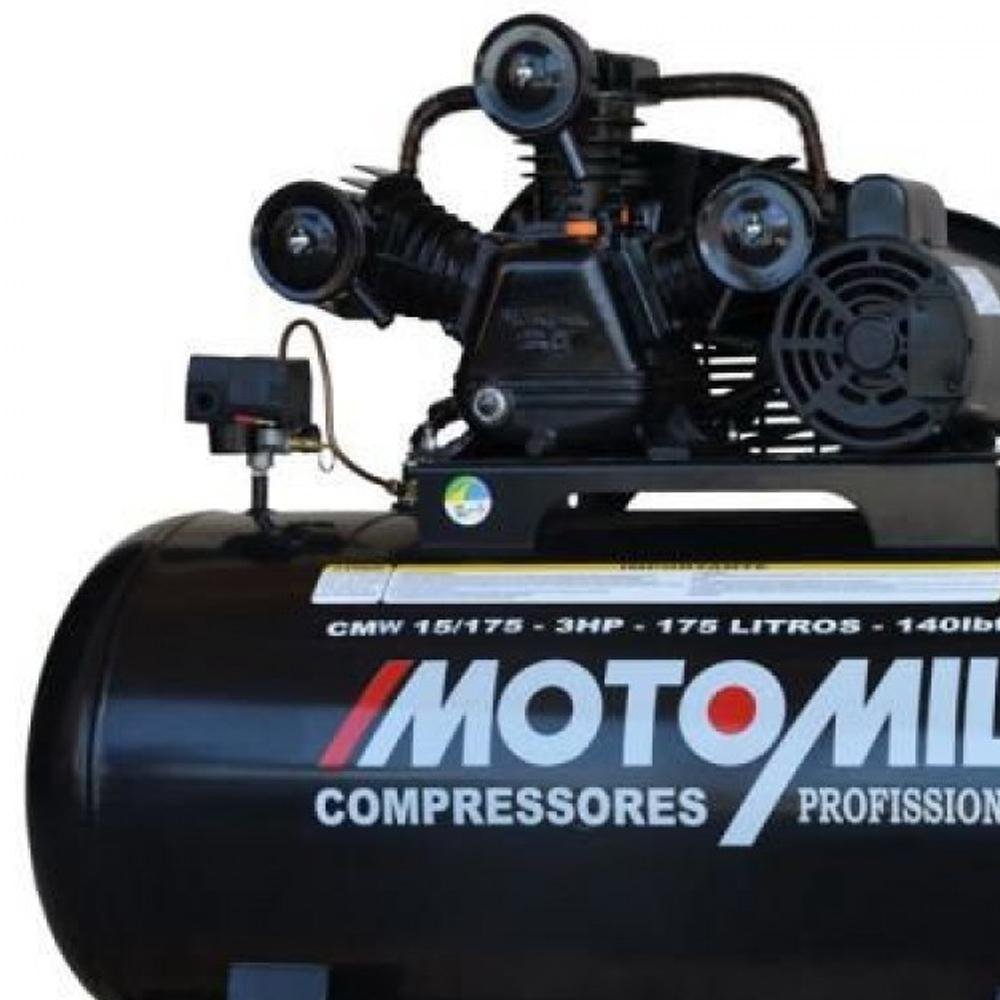 Compressor 15 Pés 3 HP 175 Litros 3 Pistões CMW com Motor Mono MOTOMIL - 3