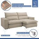 Ver imagem 6 de Sofá Retrátil e Reclinável 4 Lugares Boucle Bege Martinho 250cm Yescasa