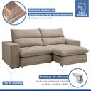 Ver imagem 6 de Sofá Retrátil e Reclinável 4 Lugares Boucle Bege Martinho 250cm Yescasa