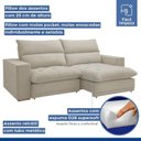 Ver imagem 4 de Sofá Retrátil e Reclinável 4 Lugares Boucle Bege Martinho 250cm Yescasa