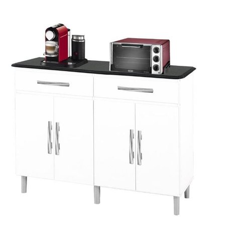 Balcao Madri Plus Branco Marm. com 2 gavetas + 4 portas PASSE BEM