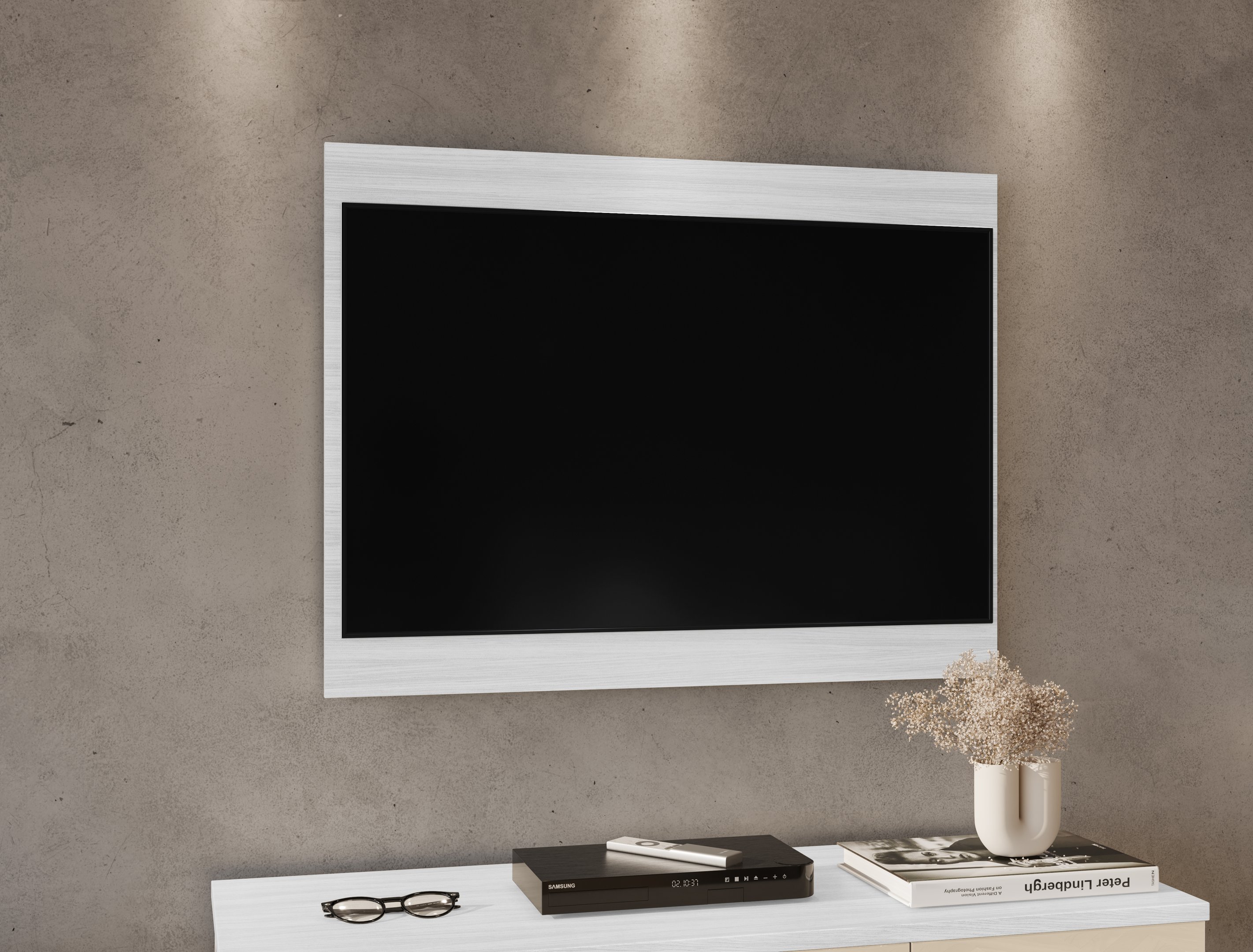 Painel Extensivel Para Tv Até 40 Polegadas - Carvalho Branco - Branco 