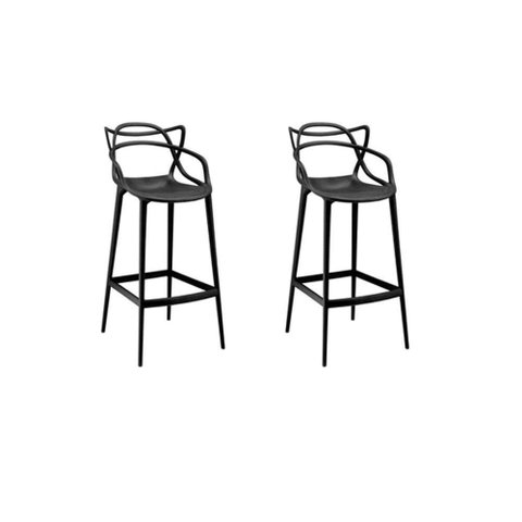 Kit com 2 Banqueta Allegra Masters 100% Polipropileno Preta