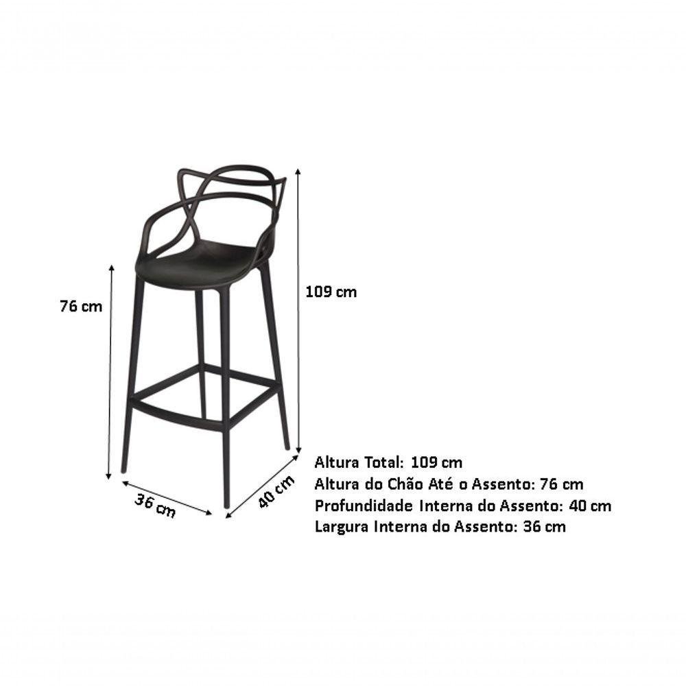 Kit Com 2 Banqueta Allegra Masters 100% Polipropileno Preta - 4