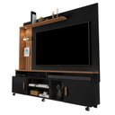 Ver imagem 3 de Estante Home Ocean para Tv até 65 Polegadas -2 Portas e Nicho com Leds -rodizio -preto/canela