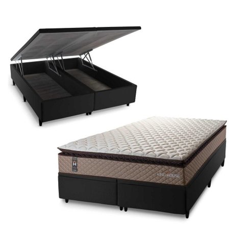 Cama Box Baú Atlanta Espuma D45 158x198 Preto King House