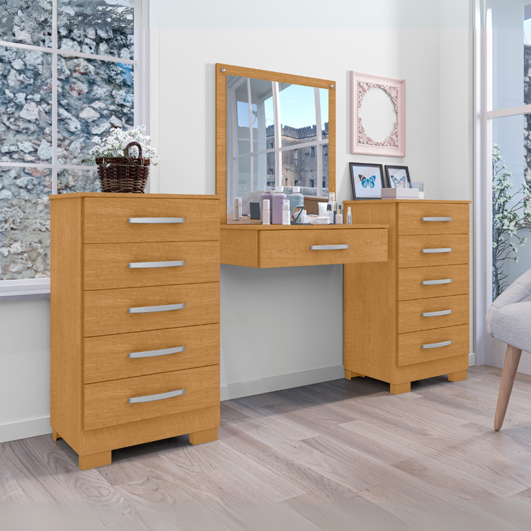 Conjunto para Quarto de Cômodas e Penteadeira Pétala Naturalle
