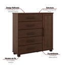 Ver imagem 3 de Cômoda Quarto Madeira Maciça 125cm 5 Gavetas 1 Porta Eliz F07- D'Rossi