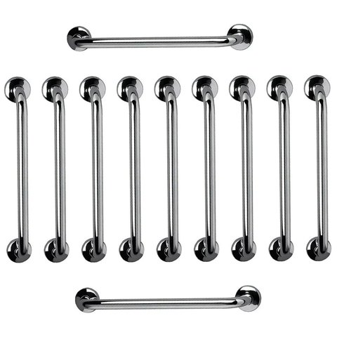 Barra de Apoio 60cm Aço Inox Suporte Resistente Kit 11 Unidades Acessibilidade Criança Idoso Seguran