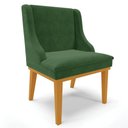 Ver imagem 1 de Cadeira Estofada para Sala de Jantar Base Fixa de Madeira Castanho Lia Suede Verde - Ibiza