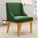 Ver imagem 2 de Cadeira Estofada para Sala de Jantar Base Fixa de Madeira Castanho Lia Suede Verde - Ibiza