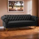 Ver imagem 3 de Sofá Chesterfield 200cm para Barbearia e Recepção Capitonê Corino Preto - Sofa Store:corino Preto