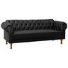 Sofá Chesterfield 200cm para Barbearia e Recepção Capitonê Corino Preto - Sofa Store:corino Preto - 2