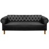 Sofá Chesterfield 200cm para Barbearia e Recepção Capitonê Corino Preto - Sofa Store:corino Preto - 1