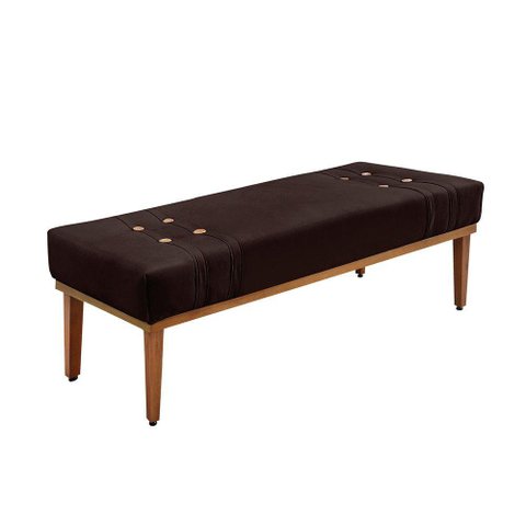 Divã Recamier Banco Base Madeira para Quarto Gênova 195cm Suede Café S04 - D'Rossi