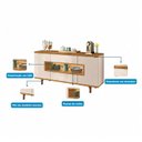 Ver imagem 4 de Balcão Buffet 160cm 5 Portas 1 Gaveta com LED e Pés em Madeira Maciça Ícaro Espresso Móveis