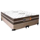 Ver imagem 1 de Cama Box Casal Bipartido Suede + Colchão Molas Ensacadas Texas Prime Colchões 138x188x64cm Bege