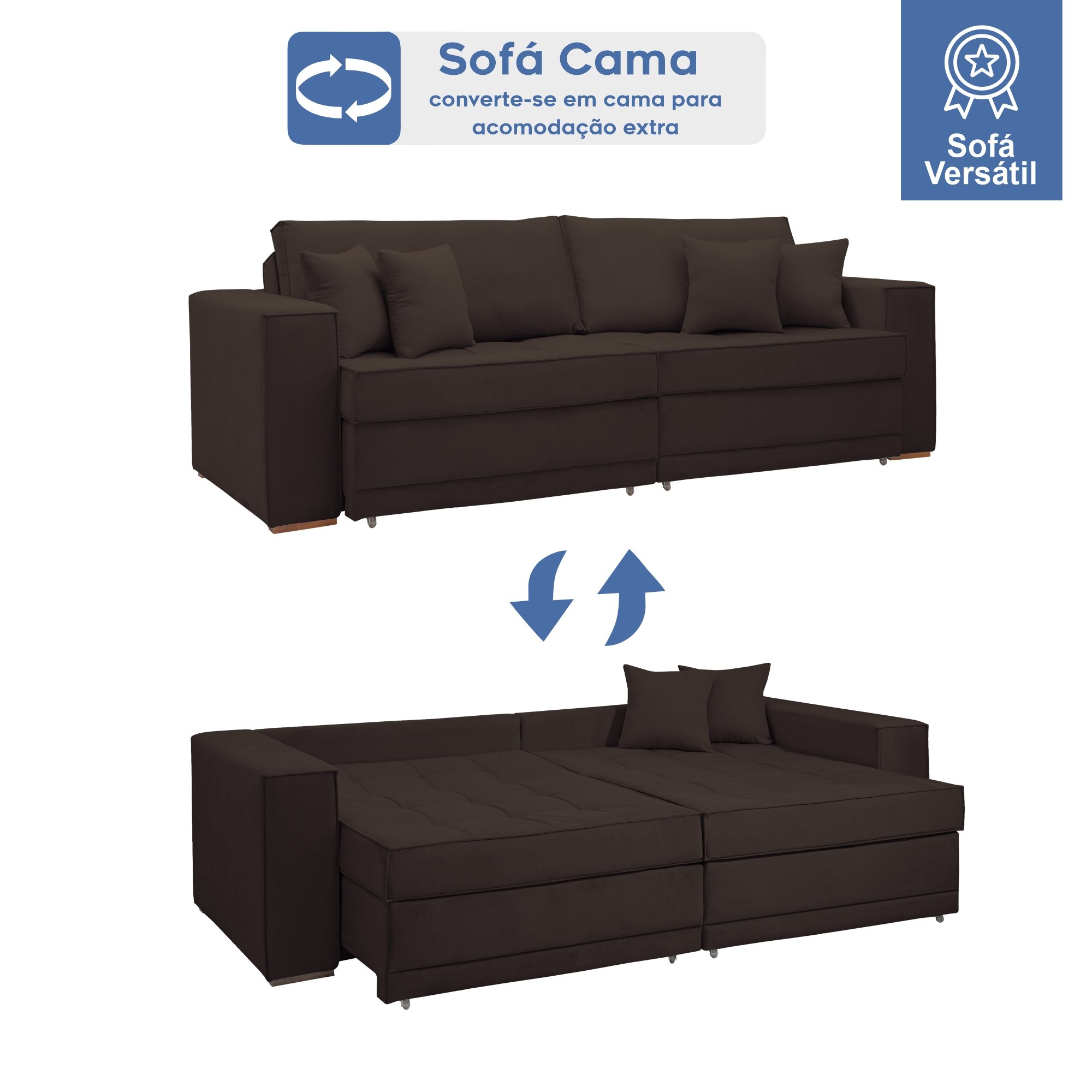 Sofá Cama Retrátil e Reclinável Noel 220cm - 3