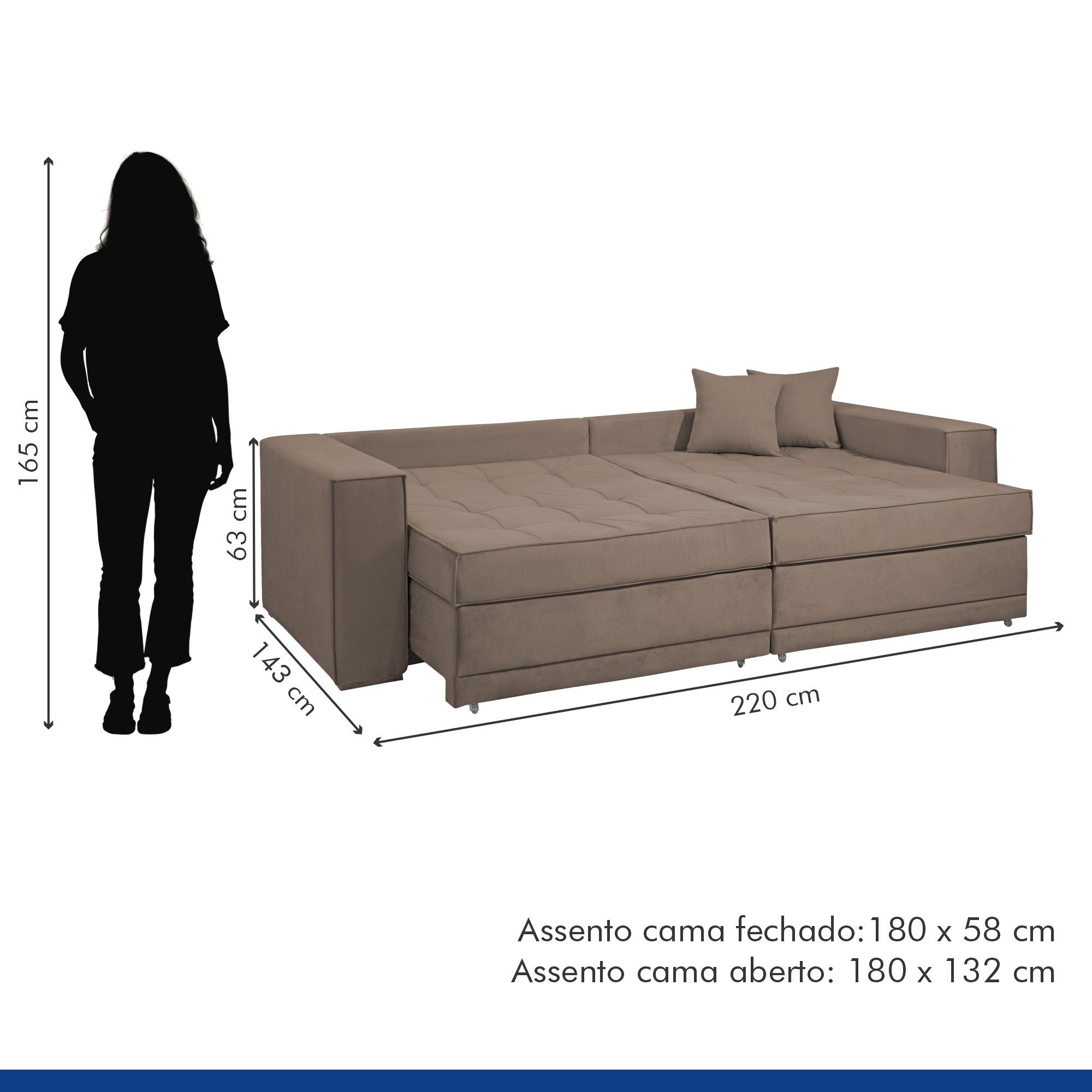 Sofá Cama Retrátil e Reclinável Noel 220cm - 11