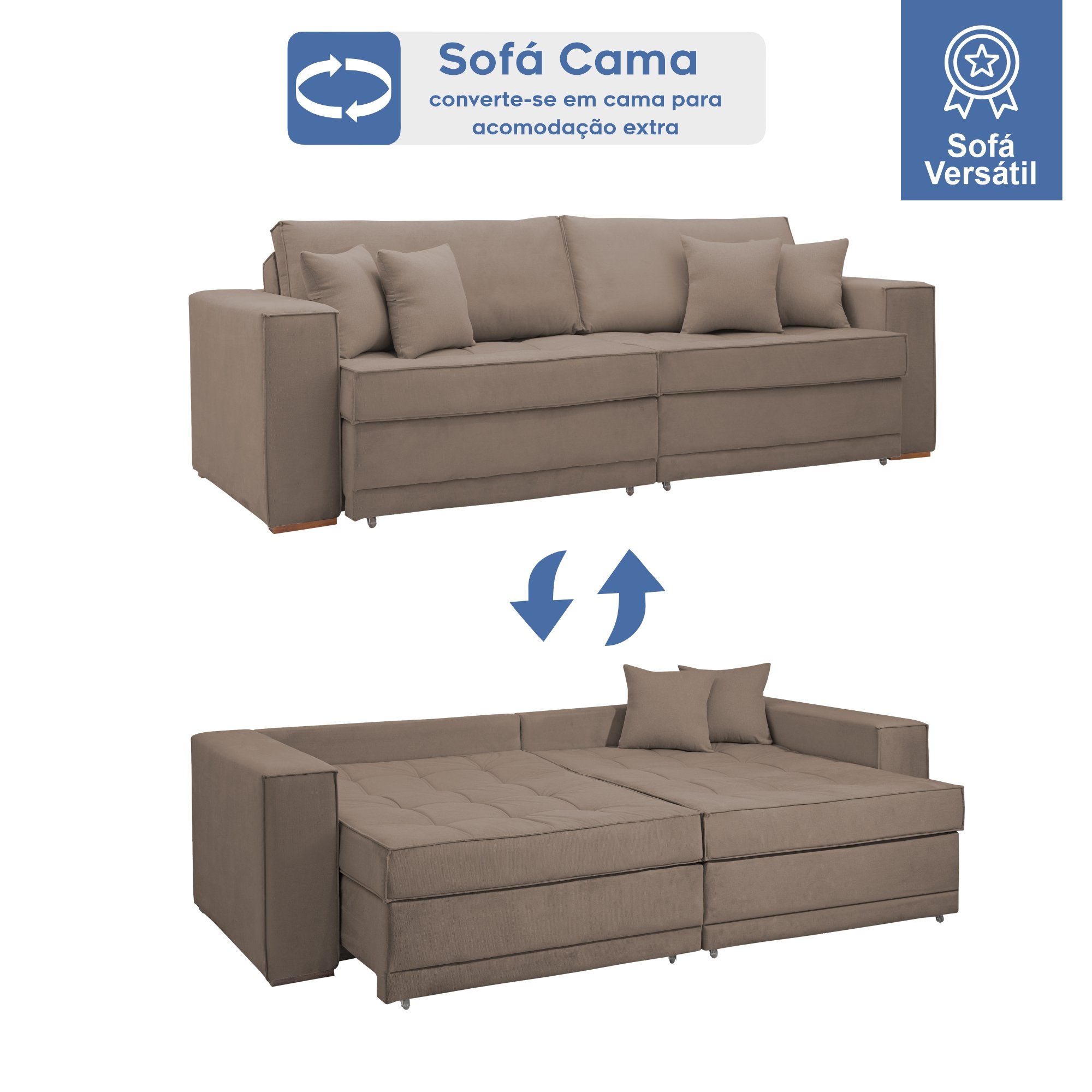 Sofá Cama Retrátil e Reclinável Noel 220cm - 3