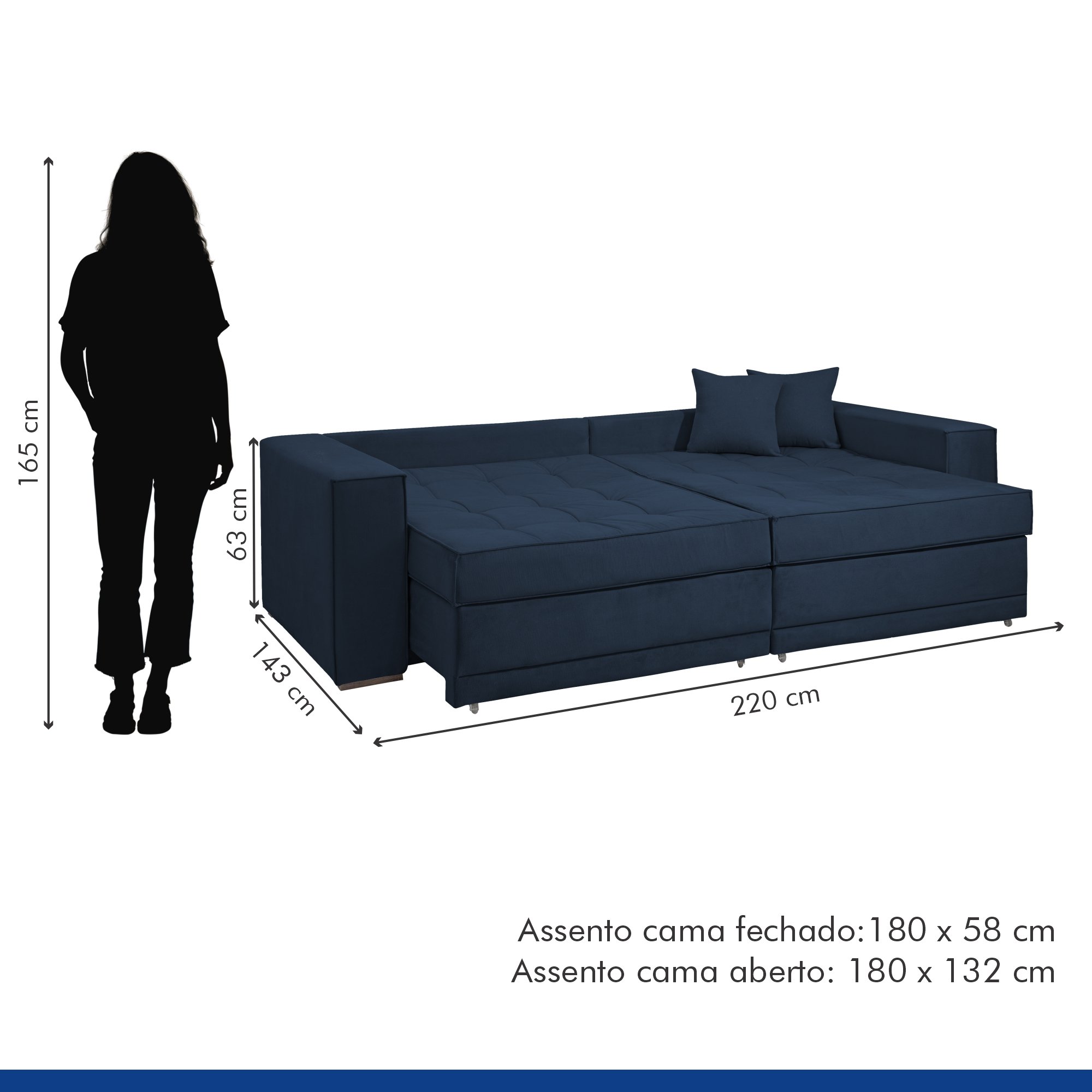 Sofá Cama Retrátil e Reclinável Noel 220cm - 11