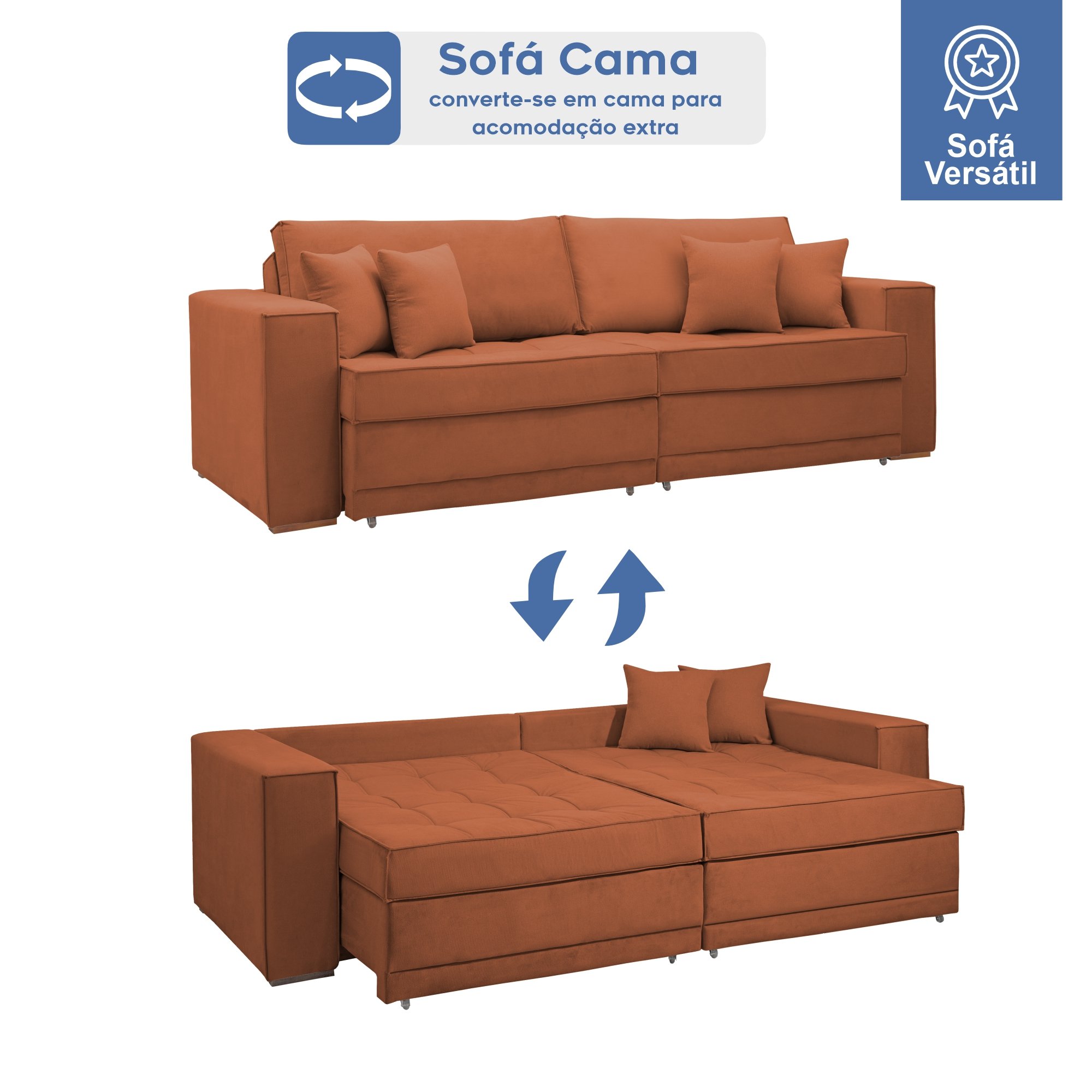 Sofá Cama Retrátil e Reclinável Noel 220cm - 3