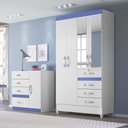 Ver imagem 6 de Guarda-Roupa 4 Portas Sobral com Espelho Linha Smart 870440 Branco Rosa Azul Lilás Flex Moval
